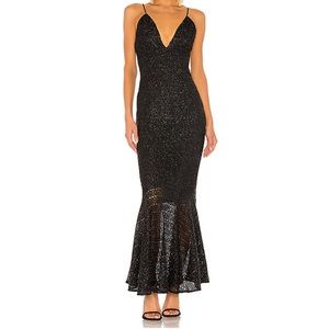 X REVOLVE SANSIA MAXI DRESS IN NOIR